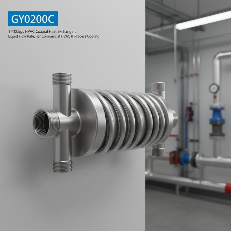 GY0200C Model Coaxial Heat Exchanger with 1 to 100kgs Liquid Flow Rate for Commercial HVAC Systems